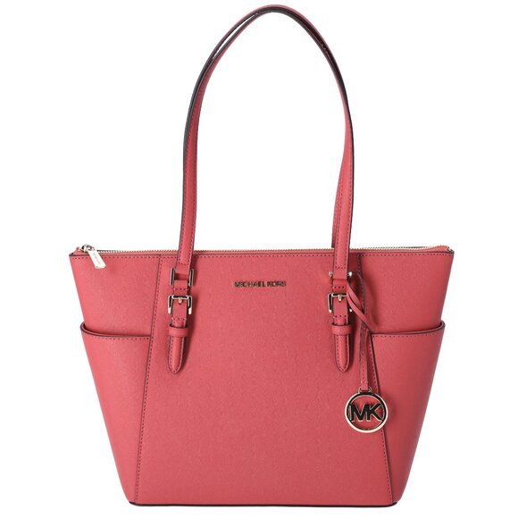 Michael Kors Charlotte Large Top Zip Leather Tote Light Berry